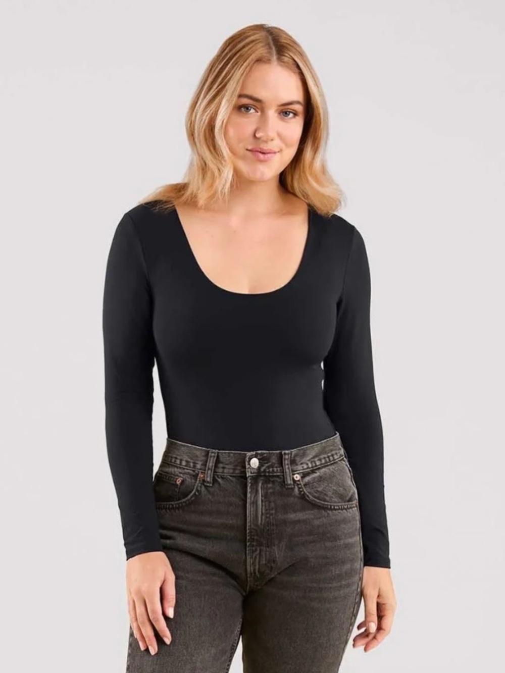 Scoop Neck Long Sleeve Body Suit